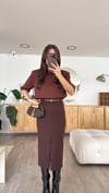 Kahve Ön Yırtmaçlı Midi Boy Marka Model Etek