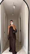 Kahve Örgü Askılı Taşlı Tulum