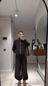 Kahve Paça Lastikli Tensel Pantolon Takım