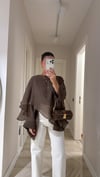 Kahve Pelerin Model Tül Bluz 