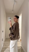 Kahve Pelerin Model Tül Bluz 