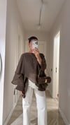 Kahve Pelerin Model Tül Bluz 