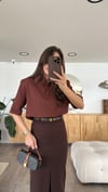 Kahve Polo Yaka Vatkalı Tshirt