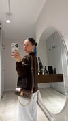 Kahve Pul Detaylı Fermuarlı Triko Hırka