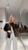 Kahve Pul Detaylı Fermuarlı Triko Hırka