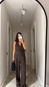 Kahve Pullu Yelek Pantolon Takım