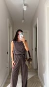 Kahve Sıfır Kol Modal Pantolon Takım 