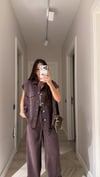 Kahve Silver Düğmeli Yelek Pantolon Takım