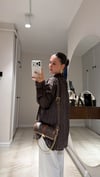 Kahve Sim Detaylı Oversize Gömlek
