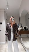 Kahve Sim Detaylı Oversize Gömlek