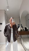 Kahve Sim Detaylı Oversize Gömlek