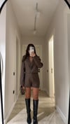 Kahve Taşlı Ceket Şort Takım