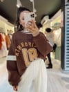 Kahve Triko Yaka California Baskılı Sweat 