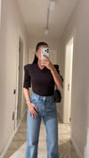Kahve V Yaka Vatkalı Marka Model Bodysuit