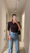 Kahve V Yaka Vatkalı Marka Model Bodysuit