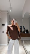 Kahve Vatkalı Basic Tişört