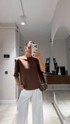 Kahve Vatkalı Basic Tişört