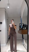 Kahve Yan Büzgülü Bluz Pantolon Takım