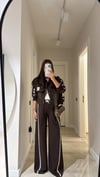 Kahve Yan Şerit Detaylı Bol Pantolon