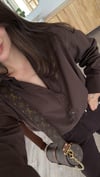 Kahve Yan Yırtmaçlı Poplin Kumaş Gömlek