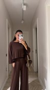 Kahve Yarasa Kol Bluz Pantolon Takım