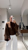 Kahve Yarasa Kol Oversize Kazak