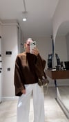 Kahve Yarasa Kol Oversize Kazak