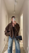 Kahve Yarasa Kol Oversize Süet Ceket 