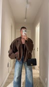 Kahve Yarasa Kol Oversize Süet Ceket 
