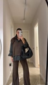 Kahve Yeşil Gömlek Detaylı Triko Pantolon Takım