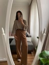 Kahverengi Beli Lastikli Bol Paça Pantolon