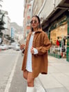 Kahverengi Çift Cepli Oversize Kaşe Ceket