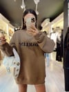 Kahverengi Darlin İşlemeli Oversize Sweat
