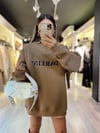 Kahverengi Darlin İşlemeli Oversize Sweat