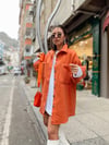 Kiremit Rengi Çift Cepli Oversize Kaşe Ceket