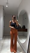 Kiremit Renk Krinkıl Kumaş İspanyol Paça Pantolon 