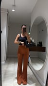 Kiremit Renk Krinkıl Kumaş İspanyol Paça Pantolon 