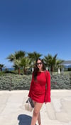 Kırmızı Ajurlu Triko Elbise