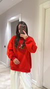 Kırmızı Ayıcık Baskılı Yazılı Sweat 