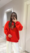 Kırmızı Ayıcık Baskılı Yazılı Sweat 