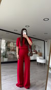 Kırmızı Bisiklet Yaka Kısa Kol Marka Model Triko Takım