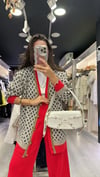 Kırmızı Camel Desenli Düğmeli Hırka 