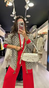 Kırmızı Camel Desenli Düğmeli Hırka 