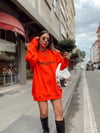 Kırmızı Darlin İşlemeli Oversize Sweat