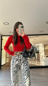 Kırmızı Marka Model Örme Crop Kazak
