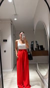 Kırmızı Önü Pensli Premium Palazzo Pantolon