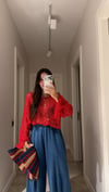 Kırmızı Pullu Merserize Bluz