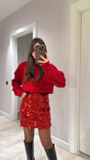 Kırmızı Renk Bisiklet Yaka Marka Model Tüylü Kazak 