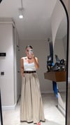 Koyu Bej Kendinden Kemerli Geniş Paça Pantolon