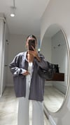 Koyu Gri Tek Cepli Oversize Gömlek